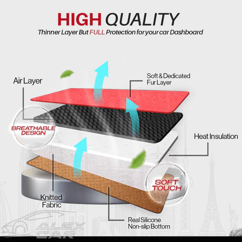Apex Custom Fit Dashboard Mat Cover For Sedan, Hatchback, MPV, Truck, SUV etc