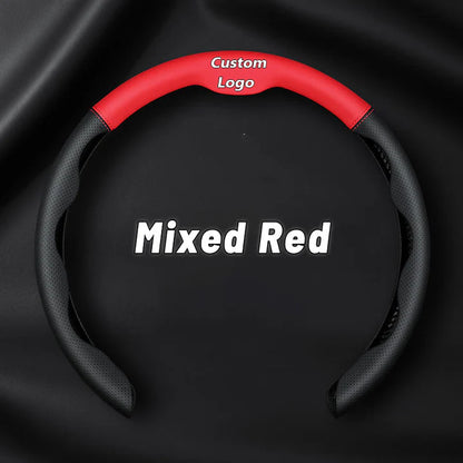 Nexi Customized Car Logo Breathable Ultra-thin 5D Leather & Carbon Car Steering Wheel Cover Universal Fit